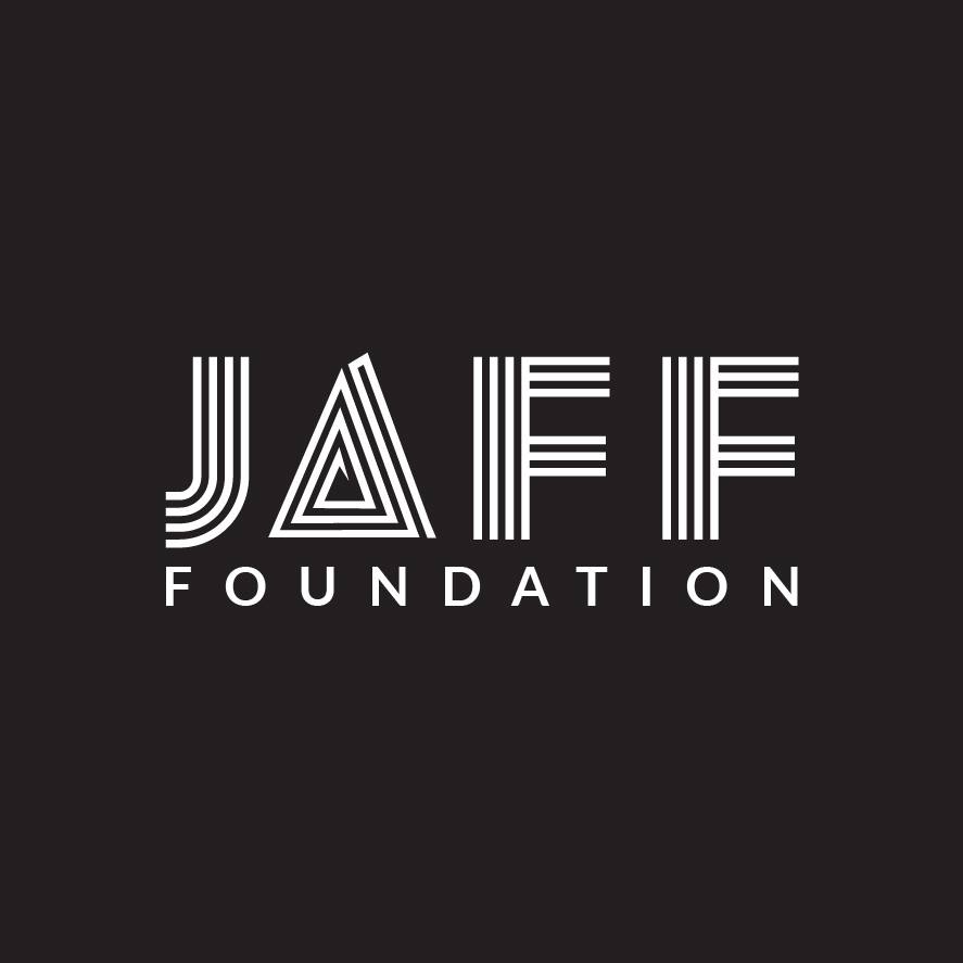 jaff foundation logo białe na czarnym tle